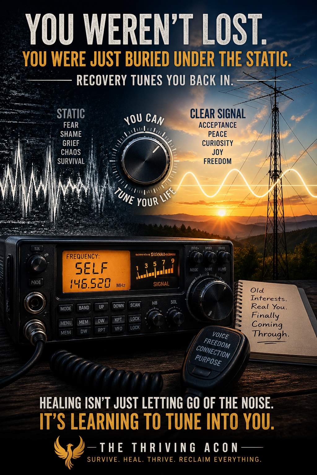 Radio signal analogy for healing trauma and rediscovering identity